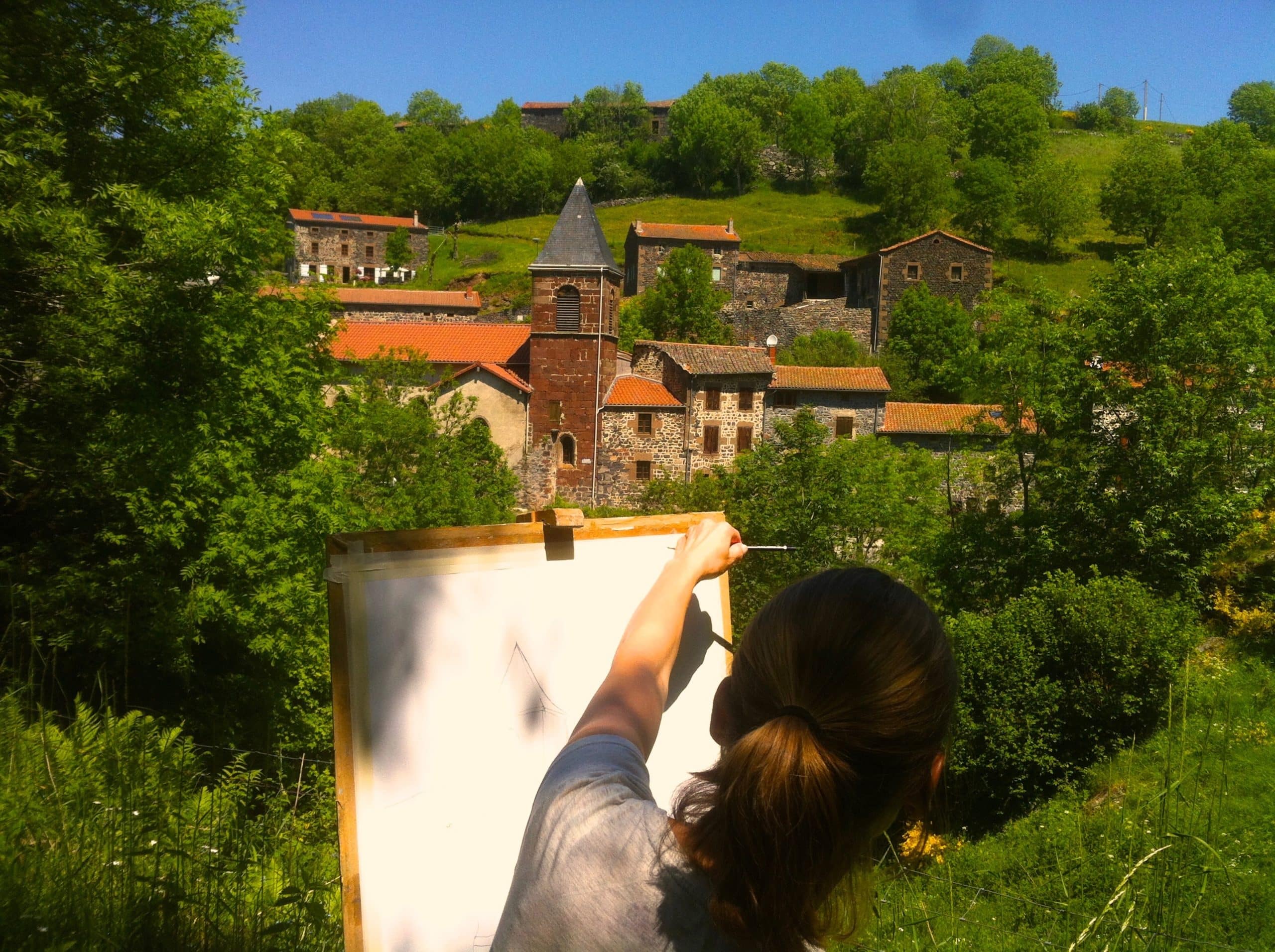 Peinture avec vue sur Saint Bérain